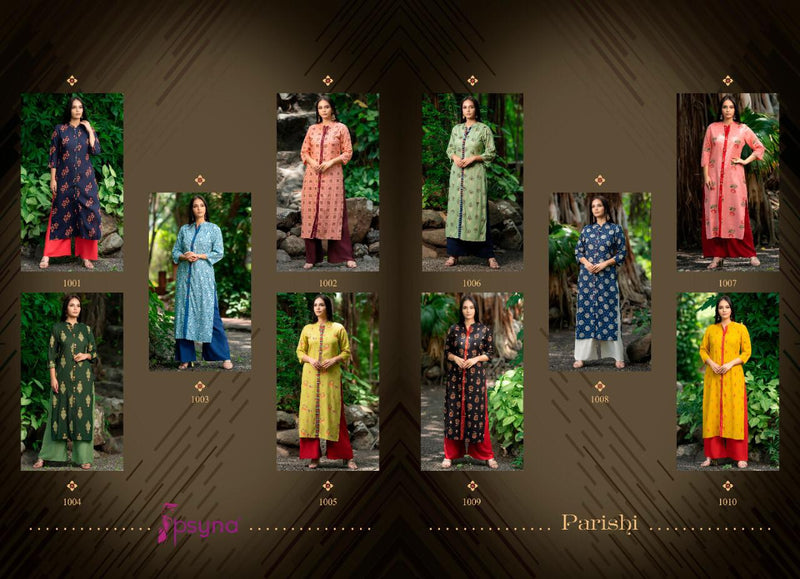 Psyna Parishi Premium Rayon Printed Casual Wear Kurti With Plazzo Wear