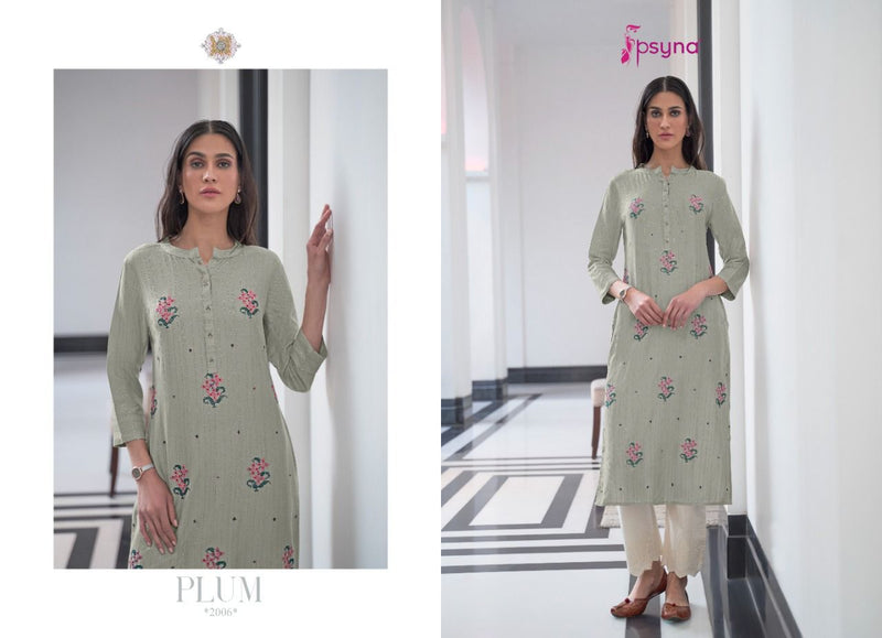 Psyna Plum Vol 2 Pure Rayon Casual Wear Embroidered Kurti