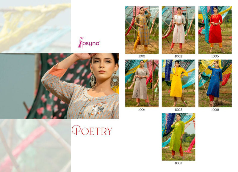 Psyna Poetry Vol 1 Cotton Fancy Kurti With Pant