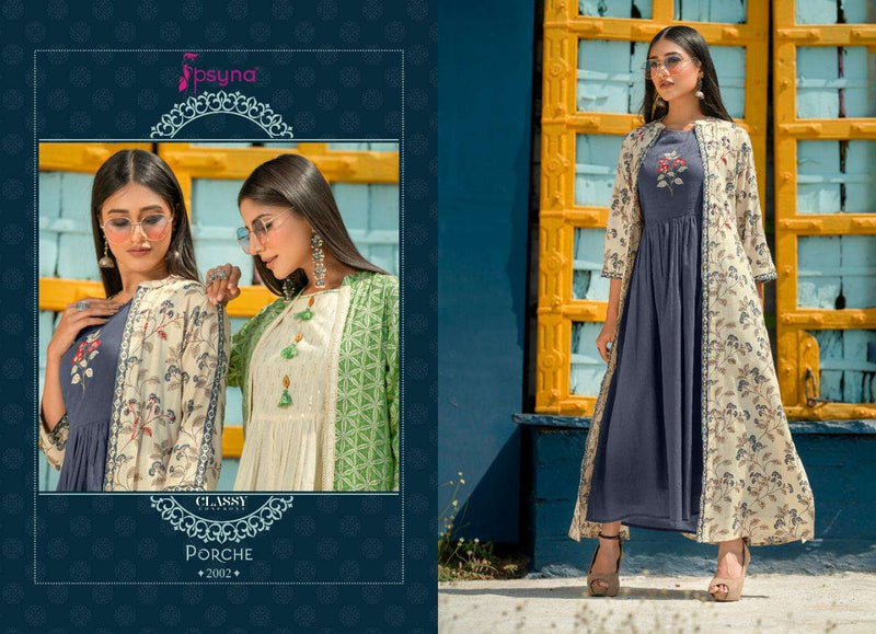 Psyna Porche Vol 2 Rayon Embroidery Hand Work Long Exclusive Stylish Casual Wear Kurtis