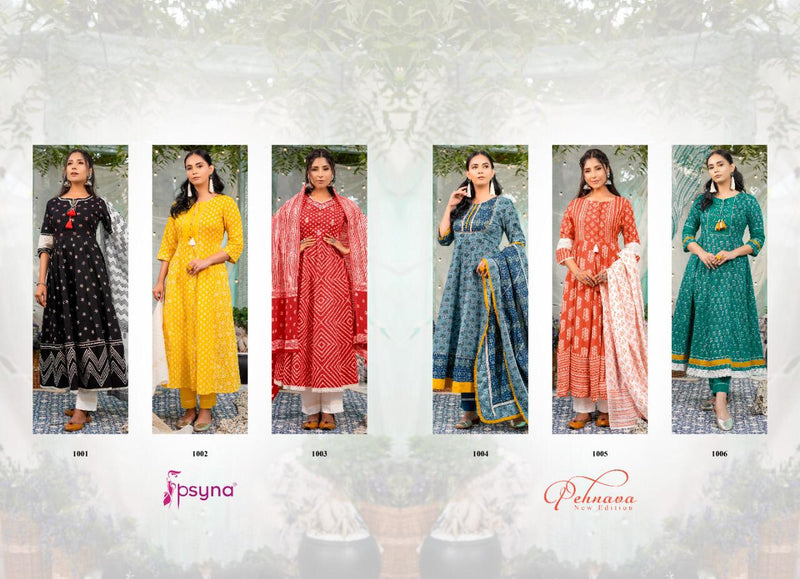 Psyna Presents By Pehnava New Edition Cambric Cotton Stylish Party Wear Fancy Long Readymade Kurtis
