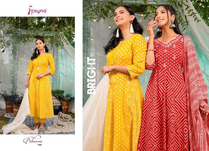 Psyna Presents By Pehnava New Edition Cambric Cotton Stylish Party Wear Fancy Long Readymade Kurtis
