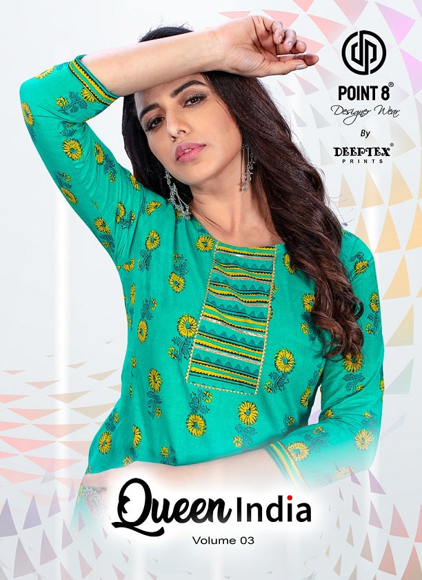 Deeptex Queen India Vol 3 Pure Cotton With Heavy Work Stylish Designer Casual Look Salwar Suit