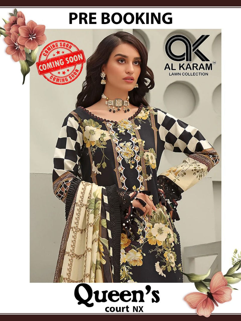 Al Karam Queens Court Nx Pure Cotton With Fancy Work Stylish Designer Pakistani Salwar Kameez