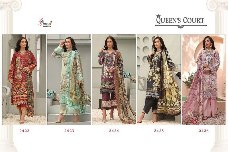 Shree Fabs Queens Court Pure Cotton With Heavy Embroidery Work Stylish Designer Pakistani Casual Wear Salwar Kameez