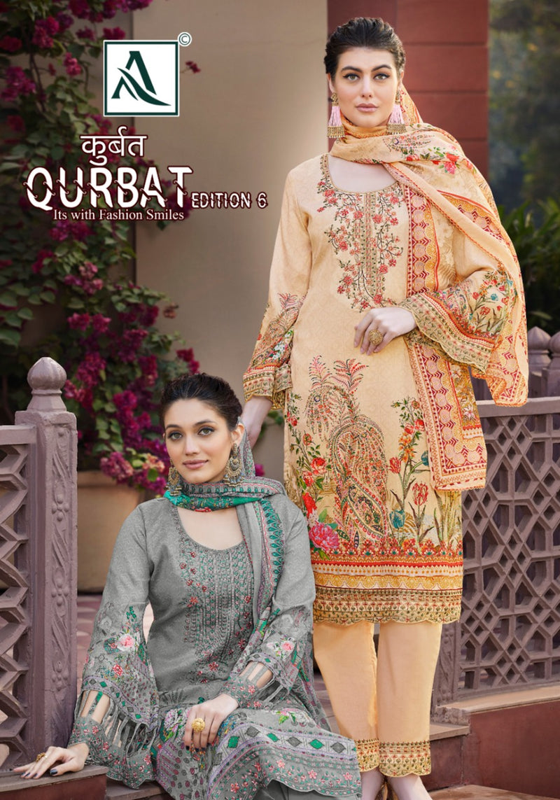 Alok Suit Qurbat Vol 6 Jam Cotton With Printed Work Stylish Designer Festive Wear Salwar Kameez