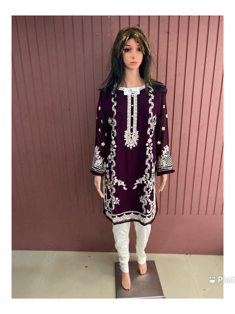 Shree Fabs Dno R 1017 Georgette With Beautiful Embroidery Work Stylish Designer Party Wear Kurti