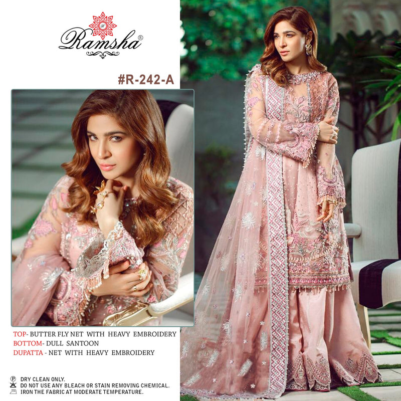 Ramsha Suit R 242 A Net With Heavy Embroidery Work Stylish Designer Wedding Look Salwar Kameez