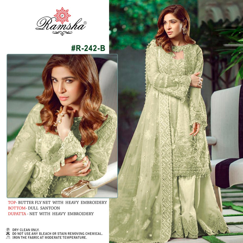 Ramsha Suit R 242 B Net With Heavy Embroidery Work Stylish Designer Wedding Look Salwar Kameez