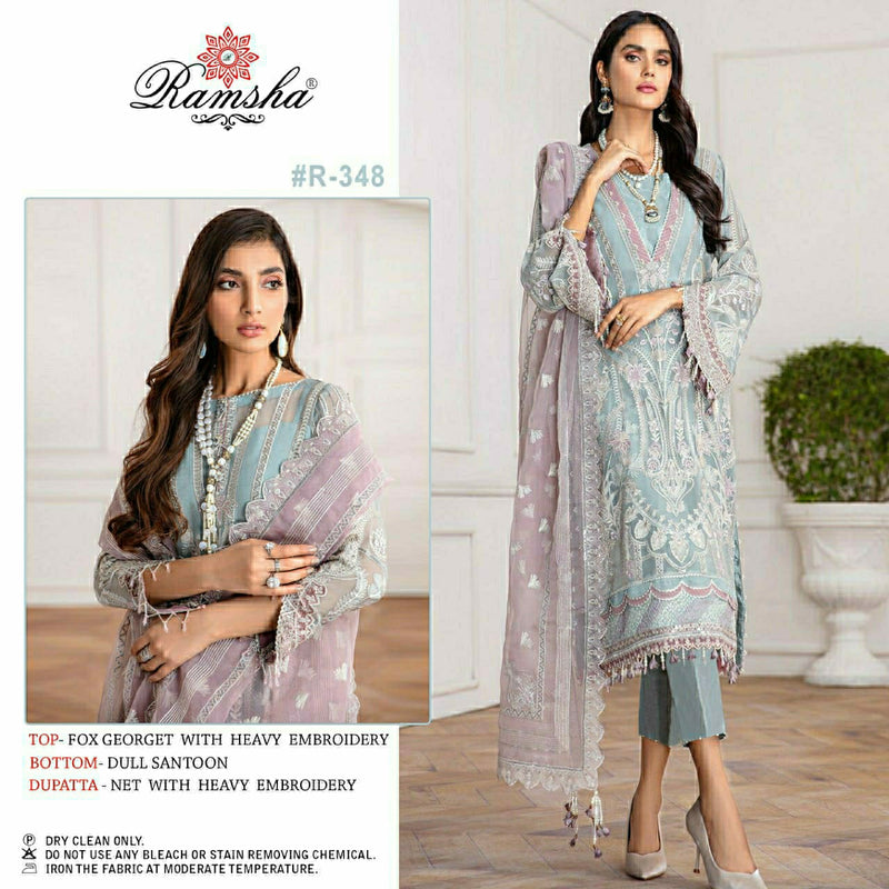 Ramsha R 348 Georgette Heavy Embroidered Pakistani Style Salwar Suits