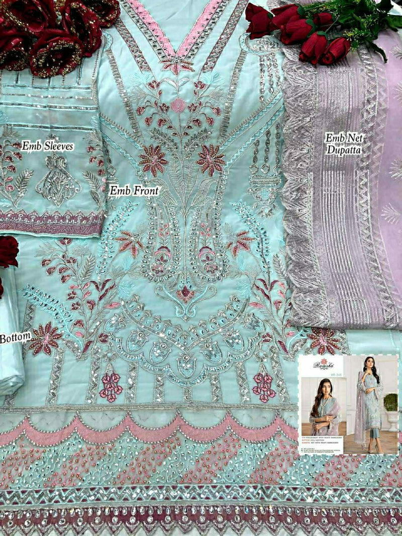 Ramsha R 348 Georgette Heavy Embroidered Pakistani Style Salwar Suits