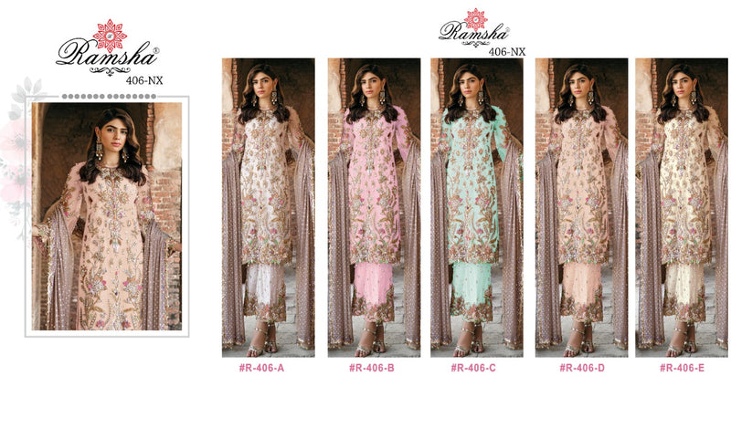 Ramsha R 406 Georgette Designer Pakistani Style Wedding Wear Heavy Embroidered Salwar Suits