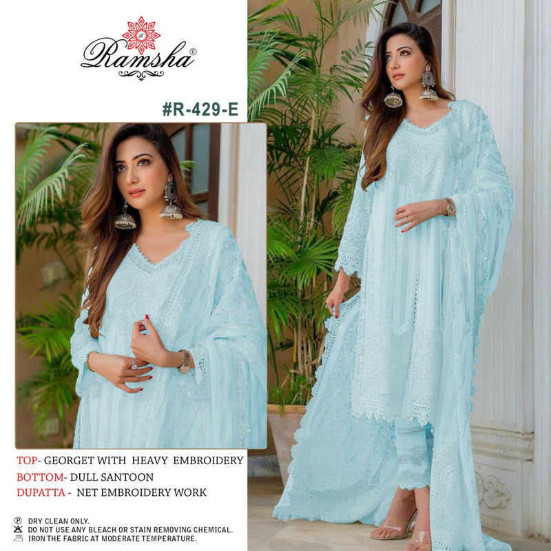 Ramsha R 429 Georgette With Beautiful Embroidery Pakistani Style Festive Wear Salwar Suits