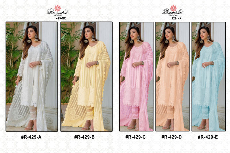 Ramsha R 429 Georgette With Beautiful Embroidery Pakistani Style Festive Wear Salwar Suits