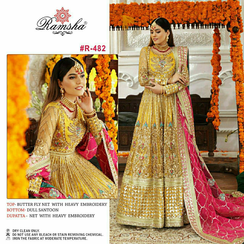Ramsha R 481 To R 483 Butterfly Net Designer Bridal Wear Salwar Suits With Heavy Embroidery