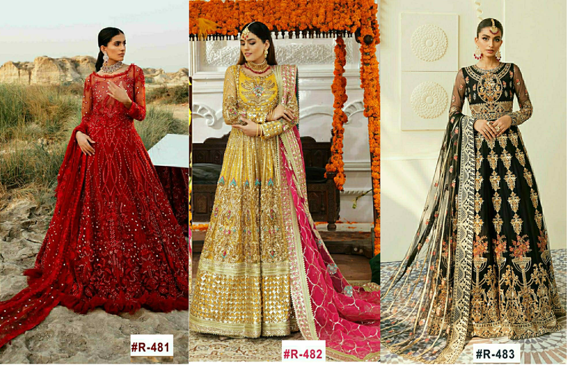 Ramsha R 481 To R 483 Butterfly Net Designer Bridal Wear Salwar Suits With Heavy Embroidery