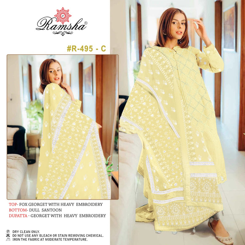 Ramsha Dno 495 C Georgette With Heavy Embroidery Work Stylish Designer Party Wear Salwar Kameez