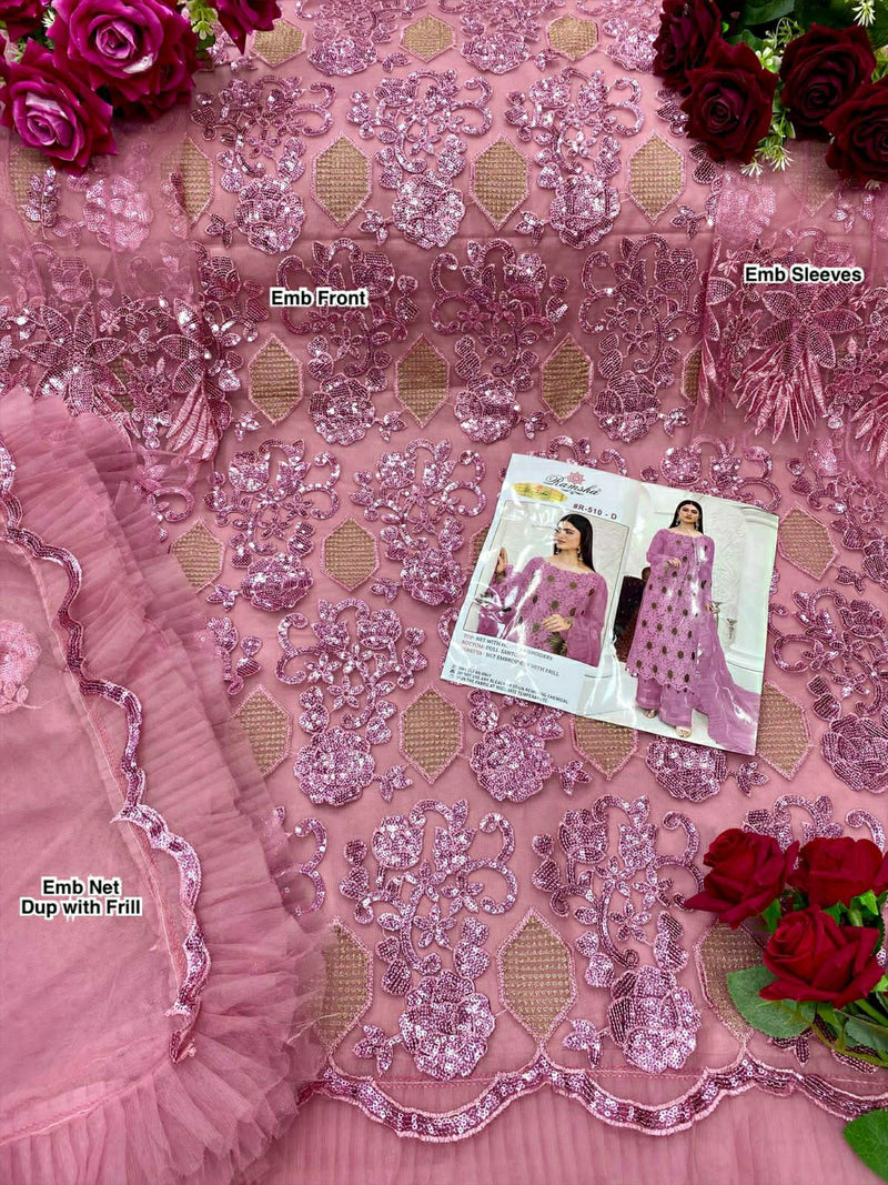 Ramsha R 510 D Net With Beautiful Embroidery Work Stylish Designer Pakistani Party Wear Salwar Kameez