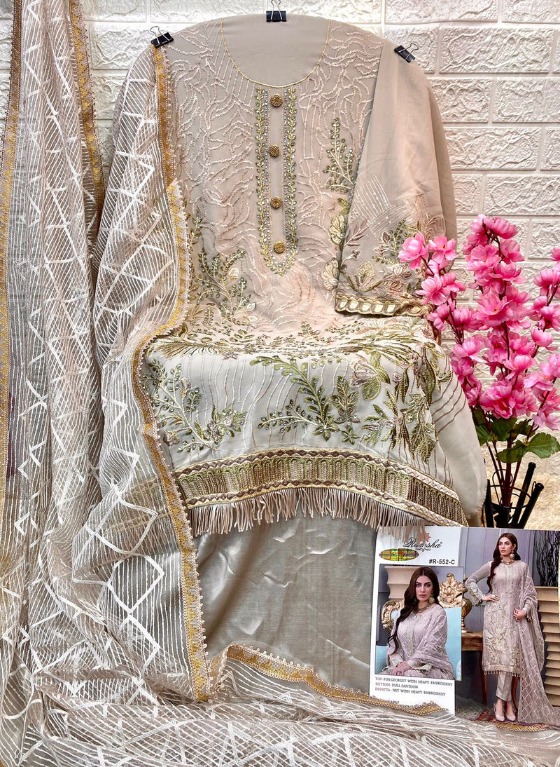 Ramsha R 552 C Georgette With Beautiful Heavy Embroidery Work Stylish Designer Pakistani Salwar Kameez