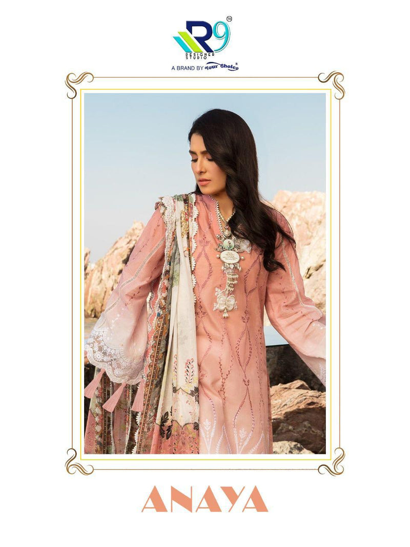 R9 Designer Anaya Cambric Cotton Heavy Embroidery Work Pakistani Salwar Kameez