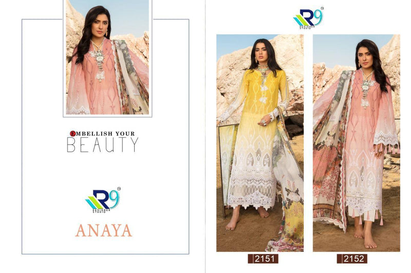 R9 Designer Anaya Cambric Cotton Heavy Embroidery Work Pakistani Salwar Kameez