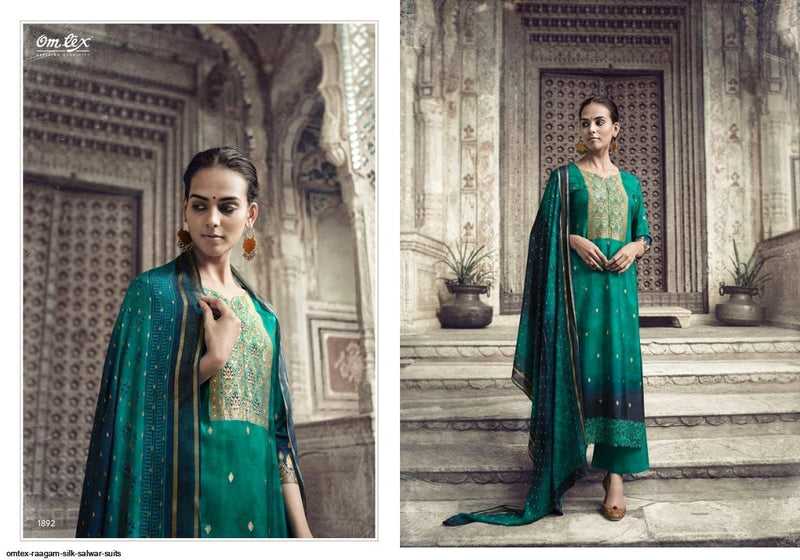 Omtex Raagam Silk Jacquard Beautiful Collection Of Salwar Kameez With Digital Print & Embroidery