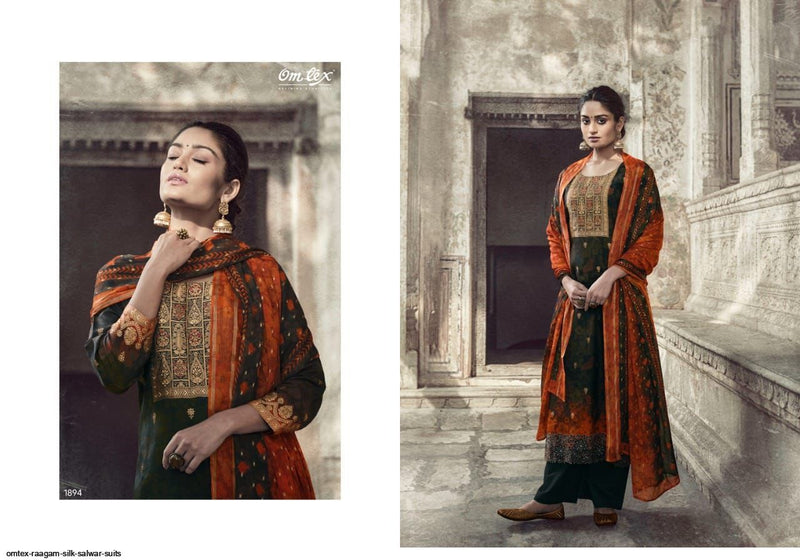 Omtex Raagam Silk Jacquard Beautiful Collection Of Salwar Kameez With Digital Print & Embroidery