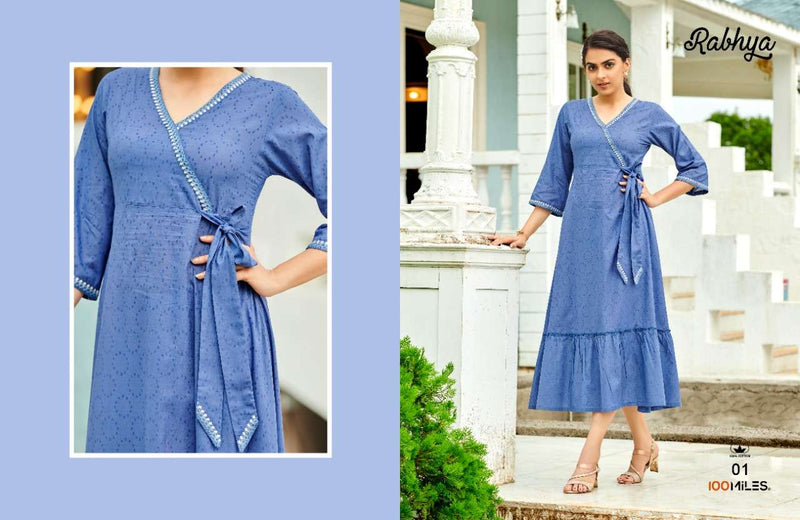 100 Miles Rabhya Cotton Stylish Designer Wear Kurti Collection