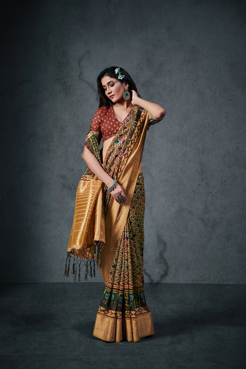 Raj Yog Ajrakh Silk Daily Soft Cotton With Lagdi Patta Designer Wear Saree