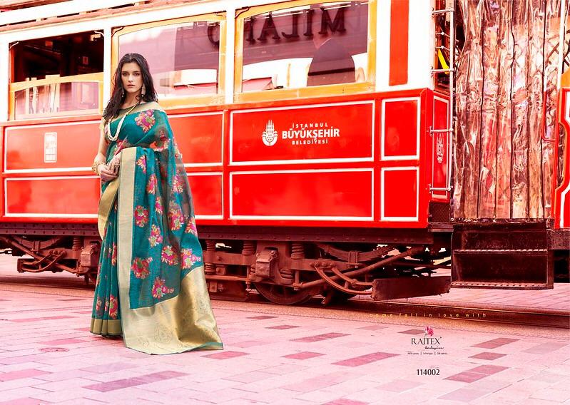 Rajtex Kadhya Linen Fabric Designer Saree In Linen