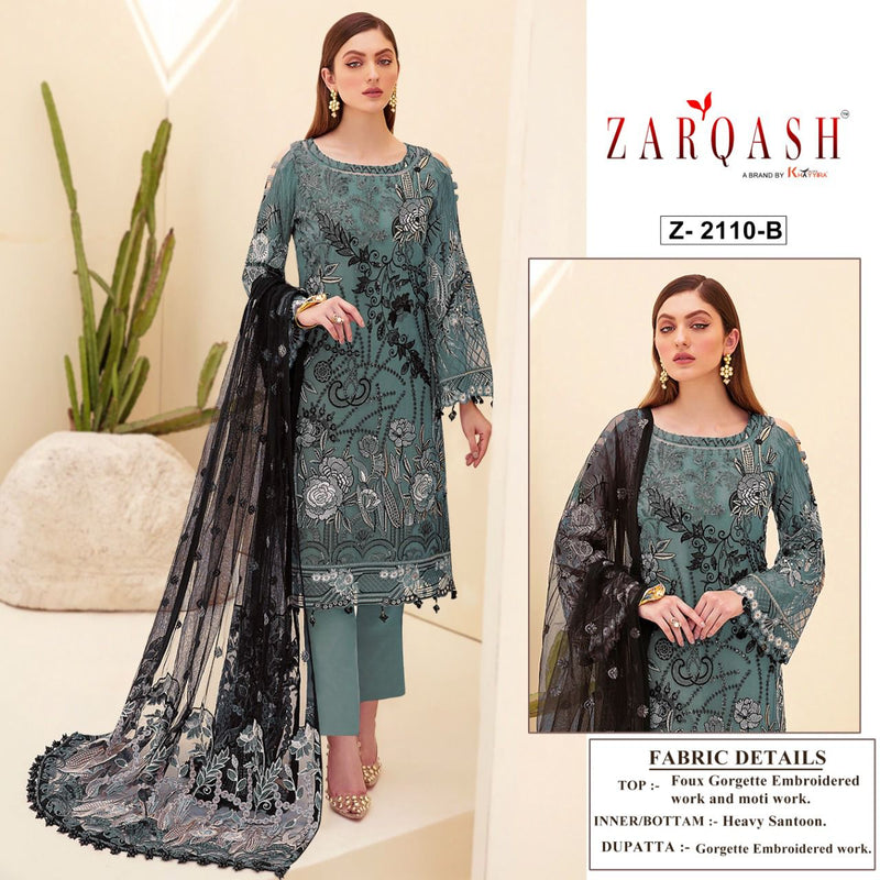 Zarqash Ramsha 2110 Fox Georgette Embroidered Pakistani Style Party Wear Salwar Suits