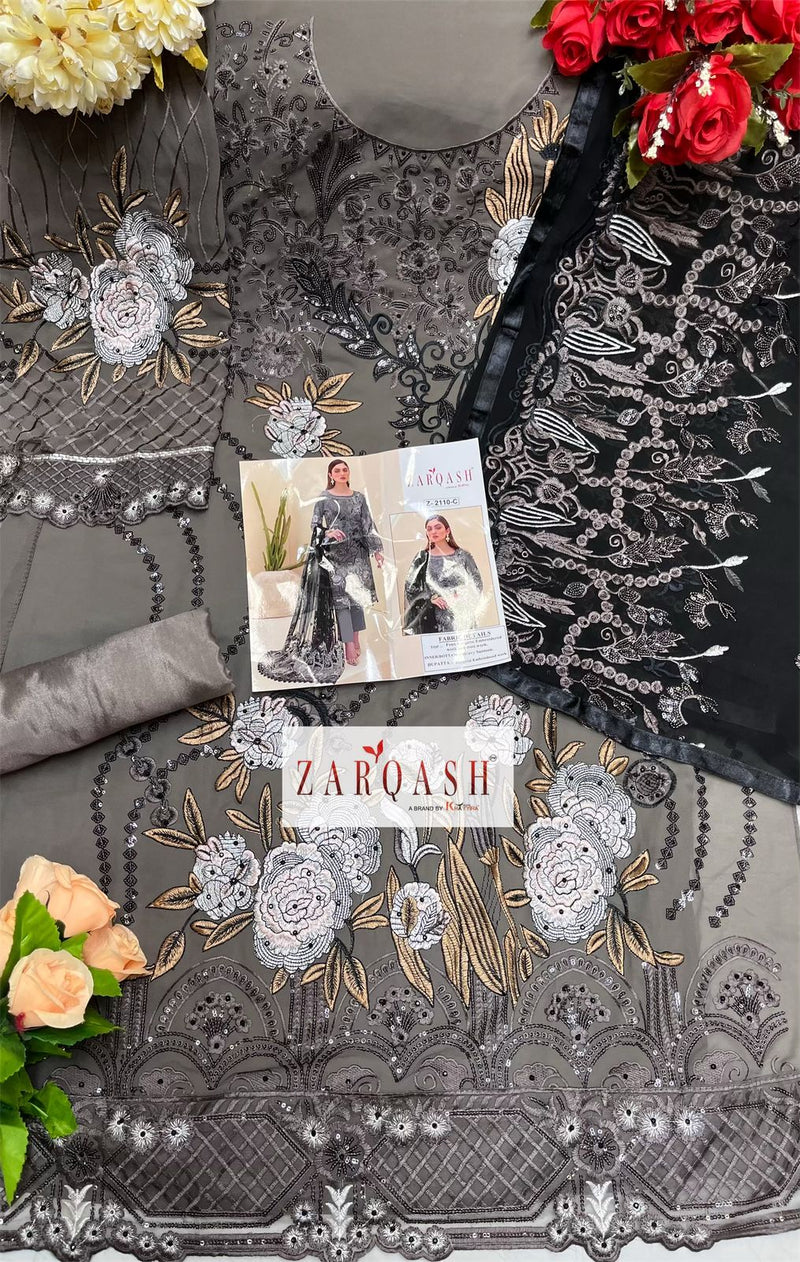 Zarqash Ramsha 2110 Fox Georgette Embroidered Pakistani Style Party Wear Salwar Suits