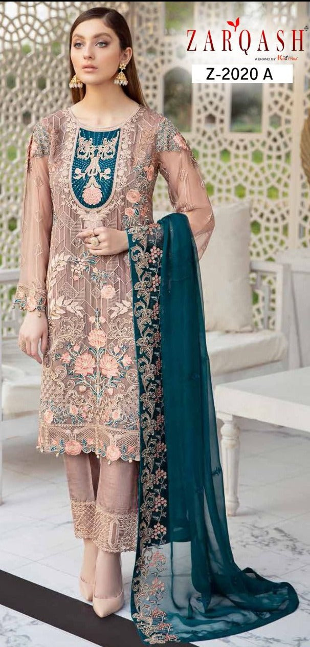 Zarqash Ramsha Colors Z 2020 Fox Georgette Heavy Salwar Kameez