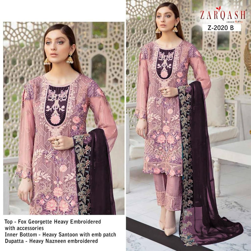 Zarqash Ramsha Colors Z 2020 Fox Georgette Heavy Salwar Kameez