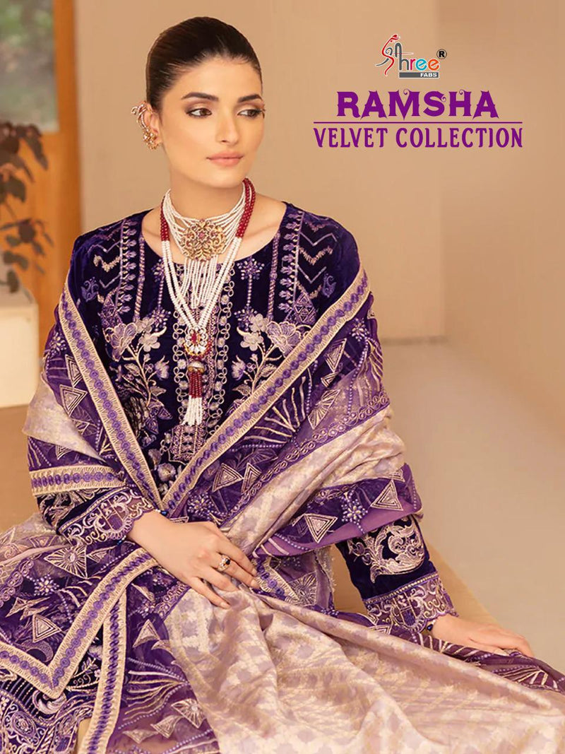 Shree Fabs Ramsha Velvet With Heavy Embroidery Work Stylish Designer Pakistani Salwar Kameez