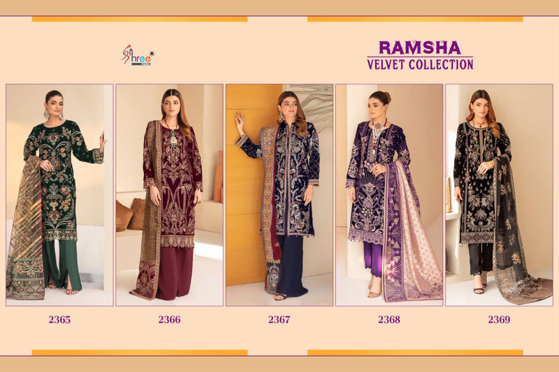 Shree Fabs Ramsha Velvet With Heavy Embroidery Work Stylish Designer Pakistani Salwar Kameez