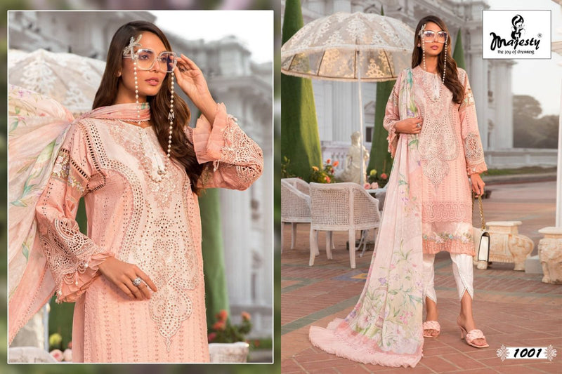 Majesty Ramsha Vol 3 Luxury Lawn Collection Pure Cotton Embroidered Pakistani Style Party Wear Salwar Suits