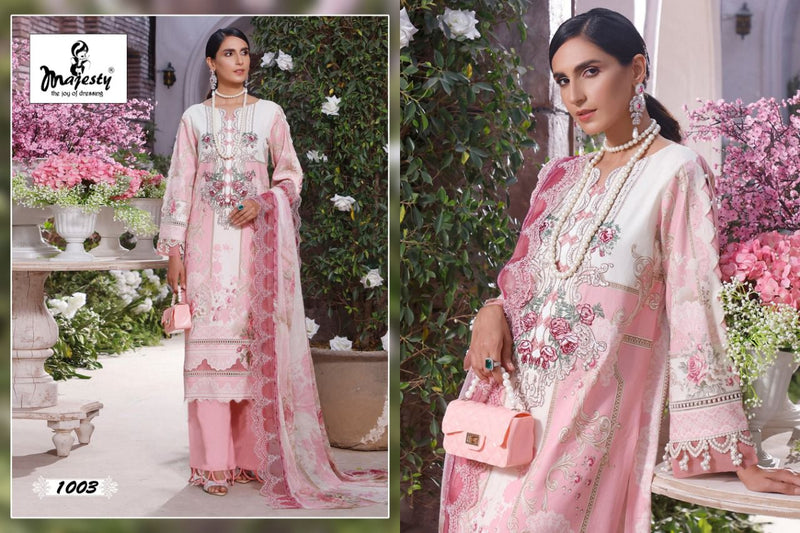 Majesty Ramsha Vol 3 Luxury Lawn Collection Pure Cotton Embroidered Pakistani Style Party Wear Salwar Suits