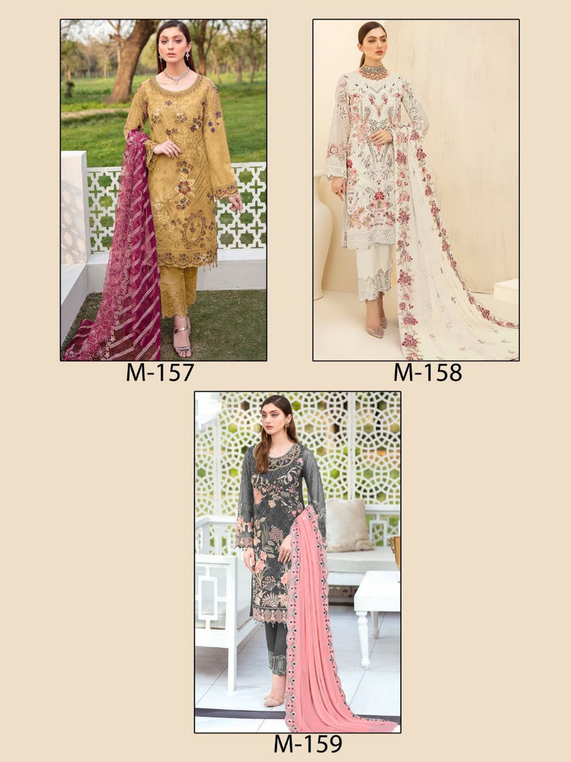 Majesty Ramsha Vol 4 Fox Georgette Heavy Pakistani Collection Salwar Suits