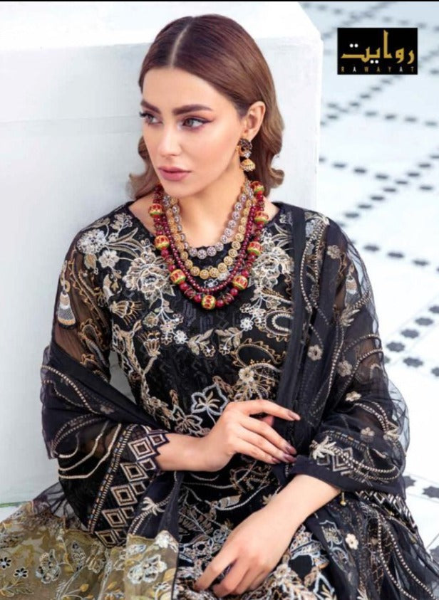 Rawayat Fashion Ramsha Vol 5 Fox Georgette Embroidered Pakistani Style Wedding Wear Salwar Suits