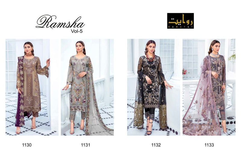 Rawayat Fashion Ramsha Vol 5 Fox Georgette Embroidered Pakistani Style Wedding Wear Salwar Suits