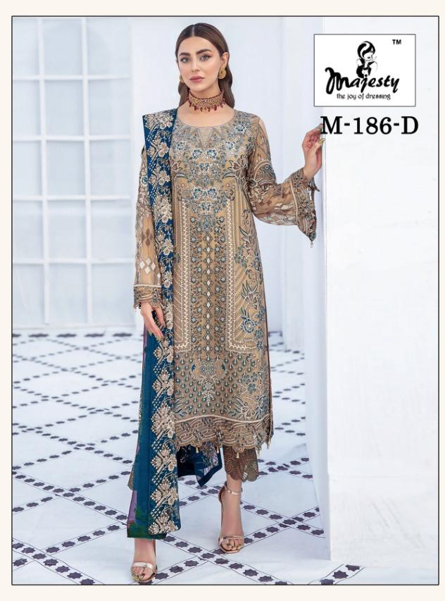 Majesty Ramsha Vol 8 Fox Georgette Pakistani Style Wedding Wear Embroidered Salwar Suits