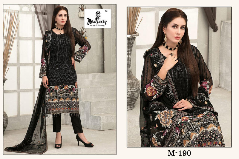 Majesty Ramsha Vol 8 Fox Georgette Pakistani Style Wedding Wear Embroidered Salwar Suits