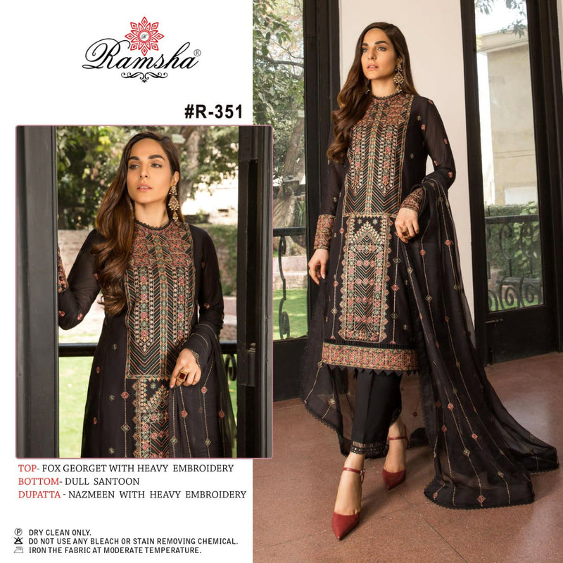 Ramsha Suit R 351 Georgette Heavy Embroidery Work Pakistani Salwar Kameez