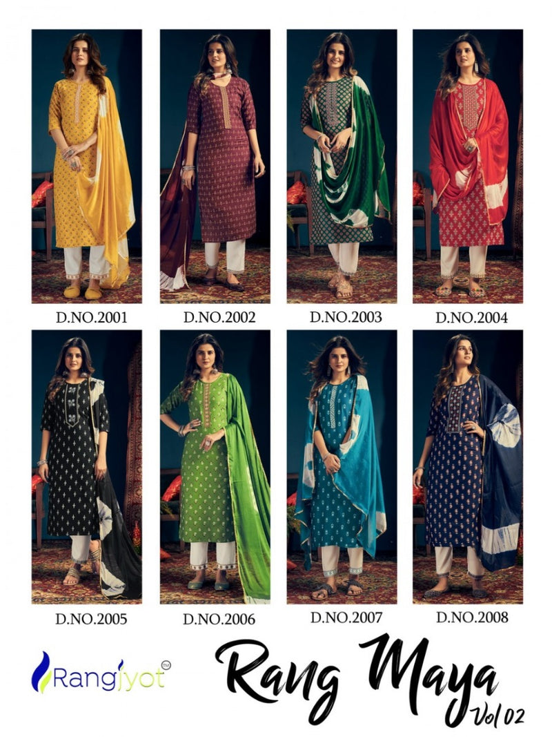 Rangjyot Rangmaya Vol 2 Rayon Print Stylish  Kurtis With Tie Patti Work