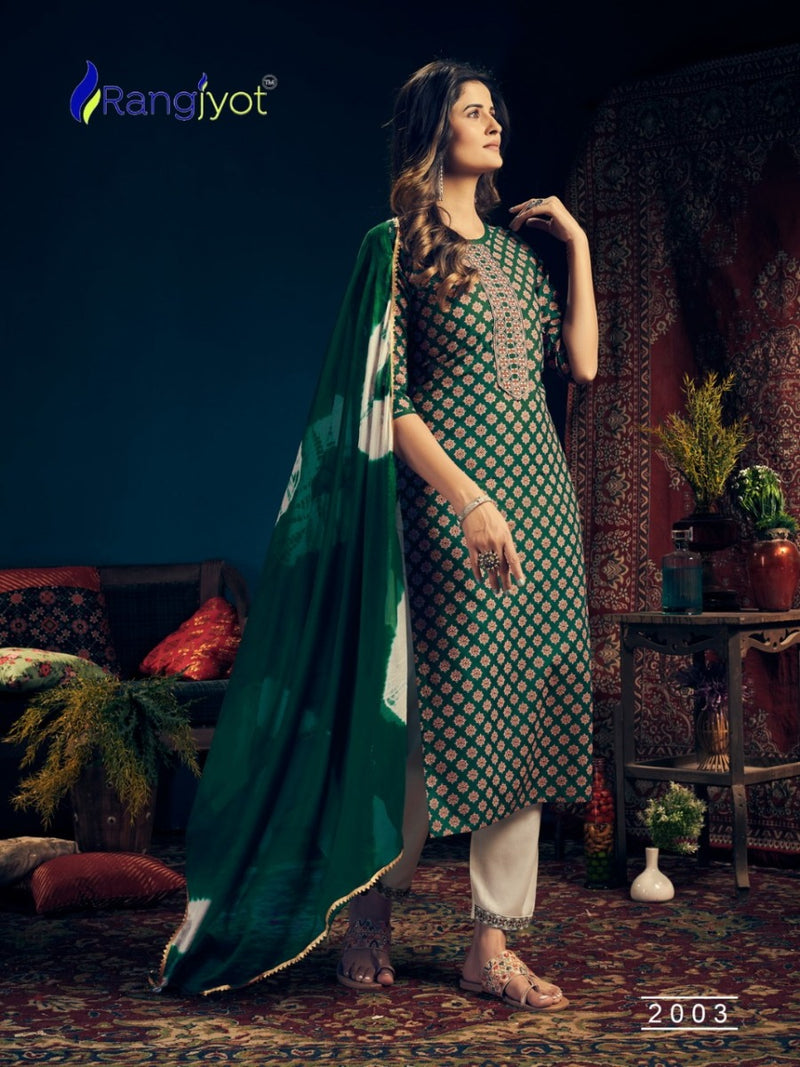 Rangjyot Rangmaya Vol 2 Rayon Print Stylish  Kurtis With Tie Patti Work
