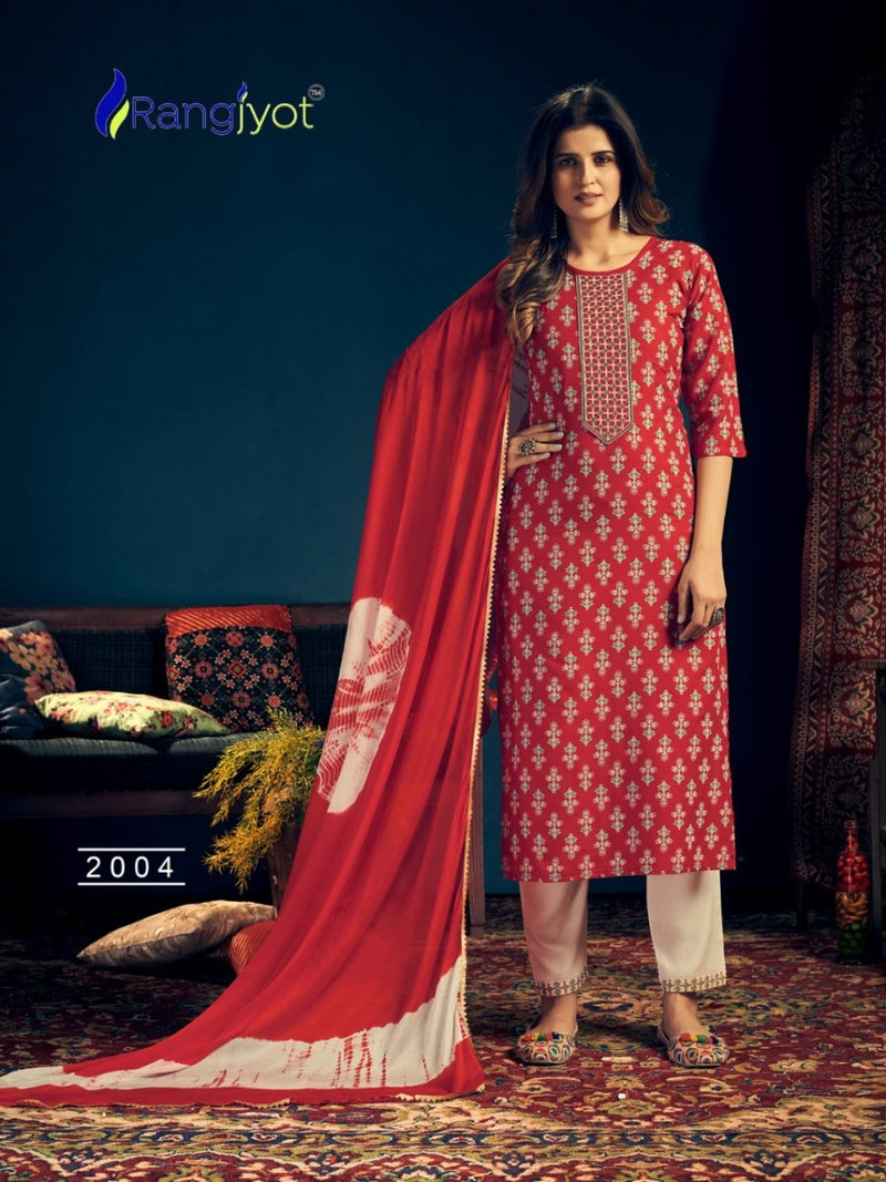 Rangjyot Rangmaya Vol 2 Rayon Print Stylish  Kurtis With Tie Patti Work