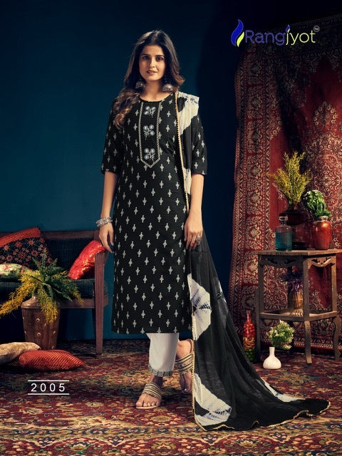 Rangjyot Rangmaya Vol 2 Rayon Print Stylish  Kurtis With Tie Patti Work