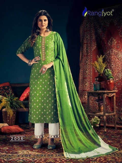 Rangjyot Rangmaya Vol 2 Rayon Print Stylish  Kurtis With Tie Patti Work