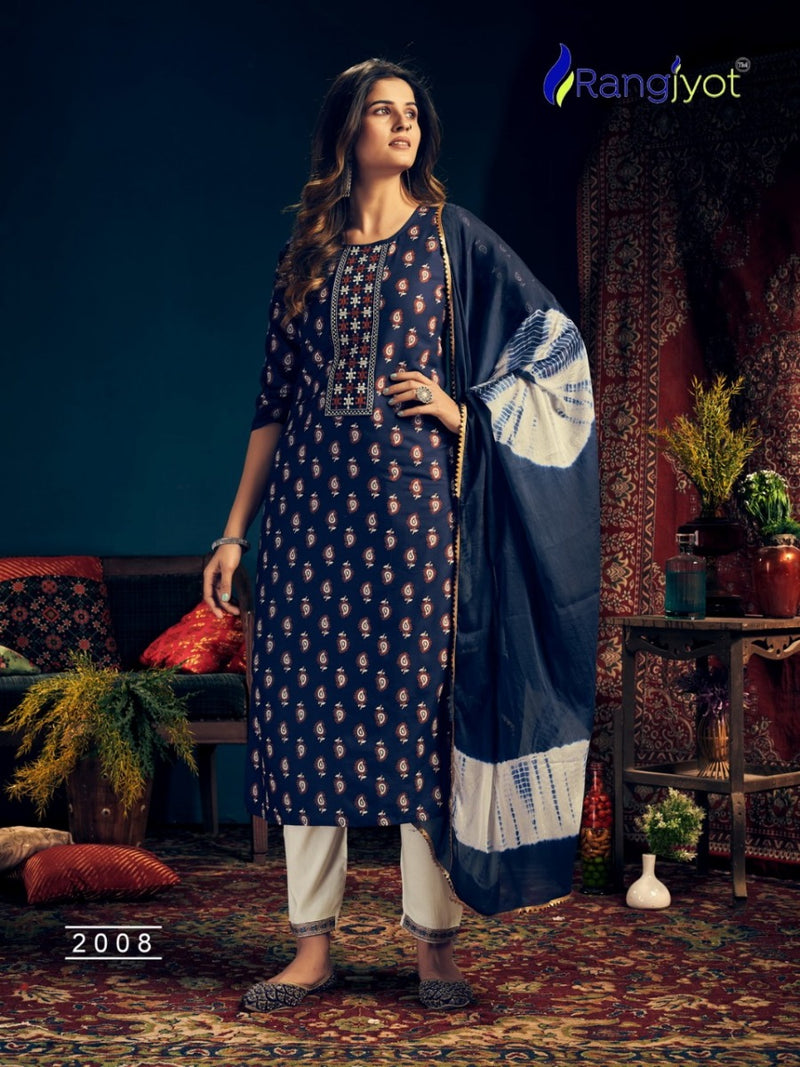 Rangjyot Rangmaya Vol 2 Rayon Print Stylish  Kurtis With Tie Patti Work